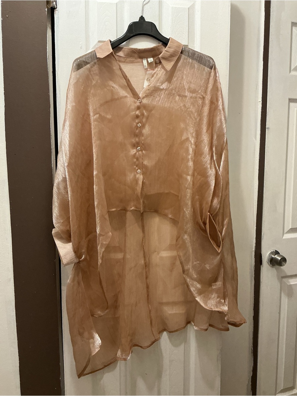 Cato Sheer Shimmery Tan High-Low Tunic